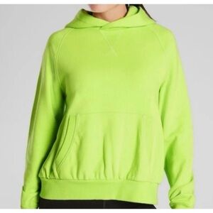 Athleta Moonrise Split Back Hoodie Sweatshirt Lime Green Size Medium